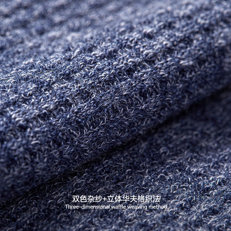 Inflation Waffle Open Neck Loose Long Sleeve