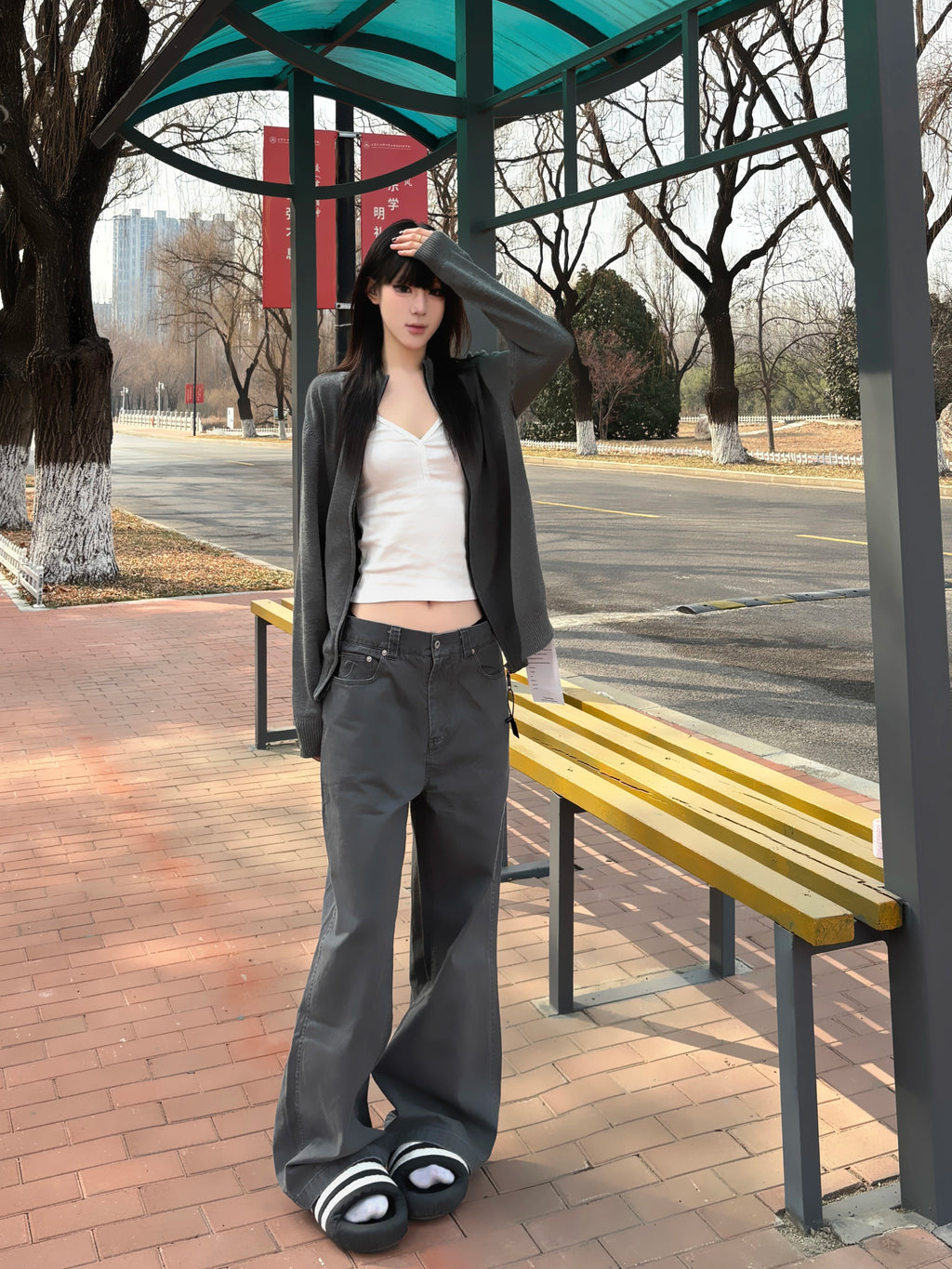 TumBlerine Stand-up Collar, Old Money Style, Wool Zip-up Cardigan 100% Cotton Jacket