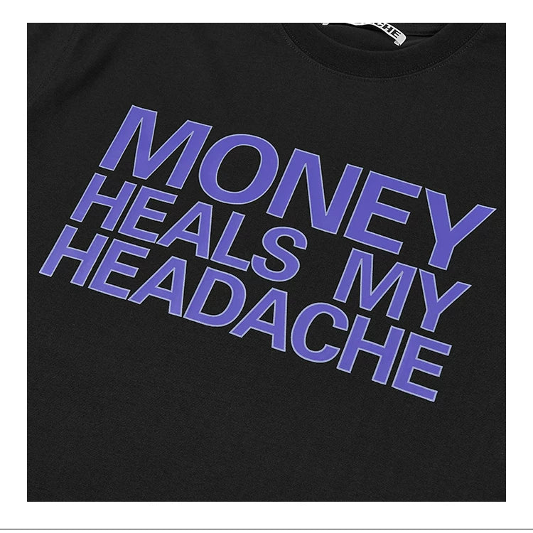 HEADACHE Bold Letter Print Round Neck Tee