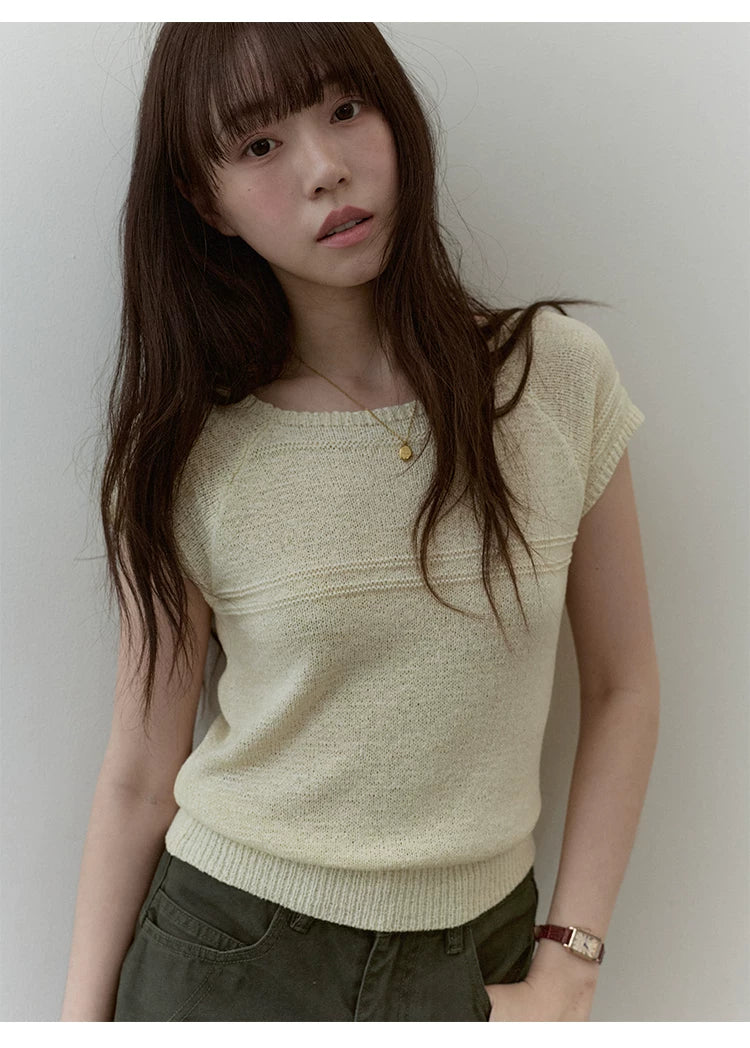 VOOE Hollow Breathable Knitted Casual Tee