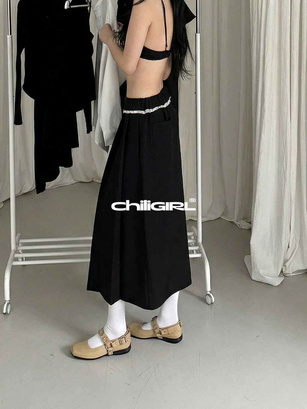 CHILIGIRL Flower One-word Buckle Strap Versatile Shoes