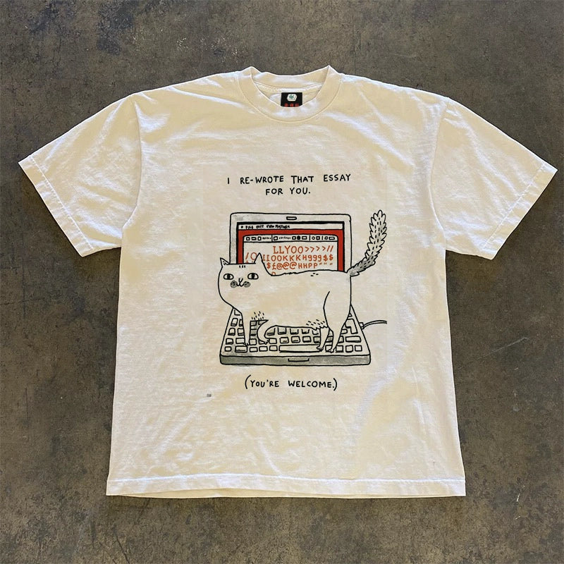 Wang Youbing Studio! Cat 220g 100% Cotton Tee