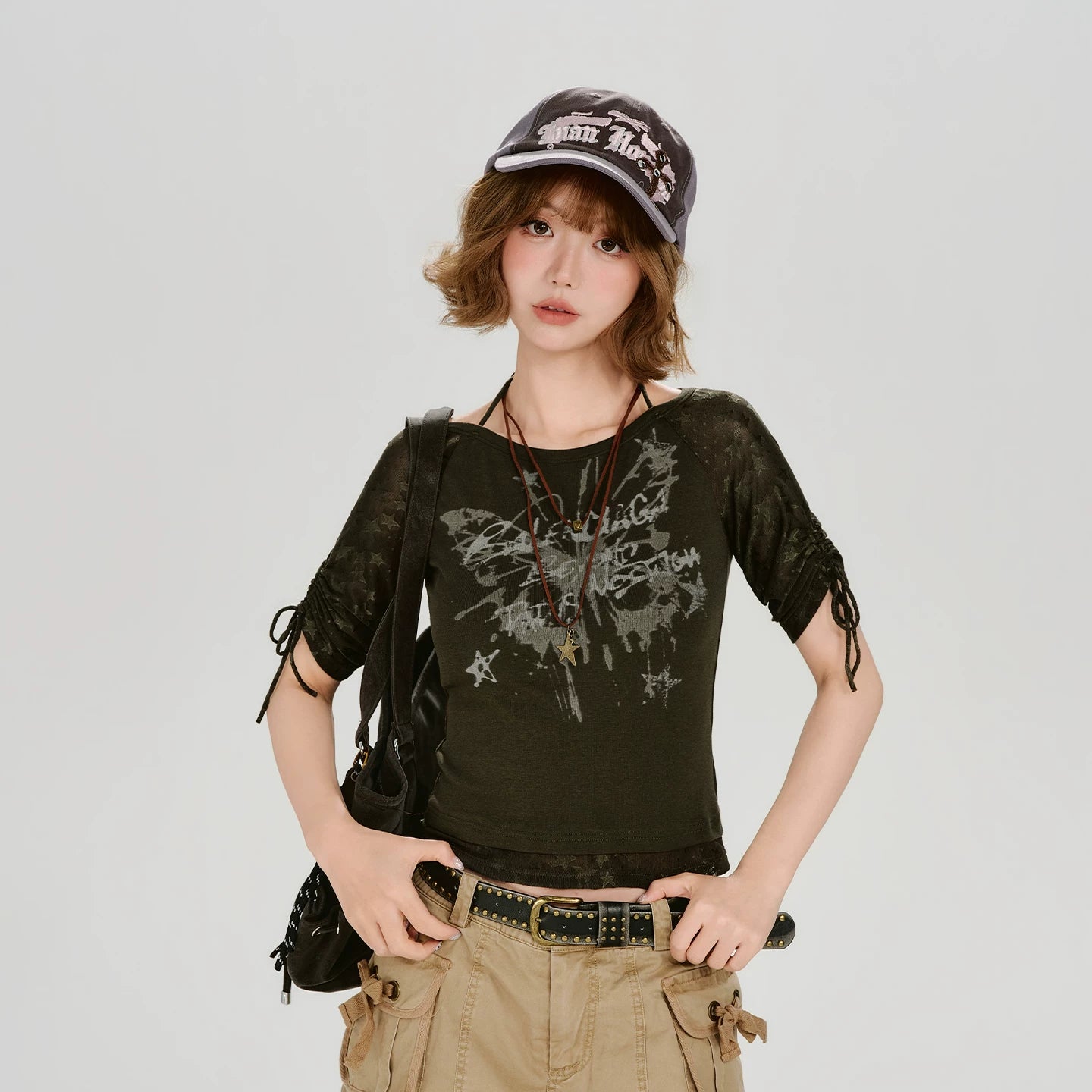 Girlyhalo Vintage Splicing Slim Tee