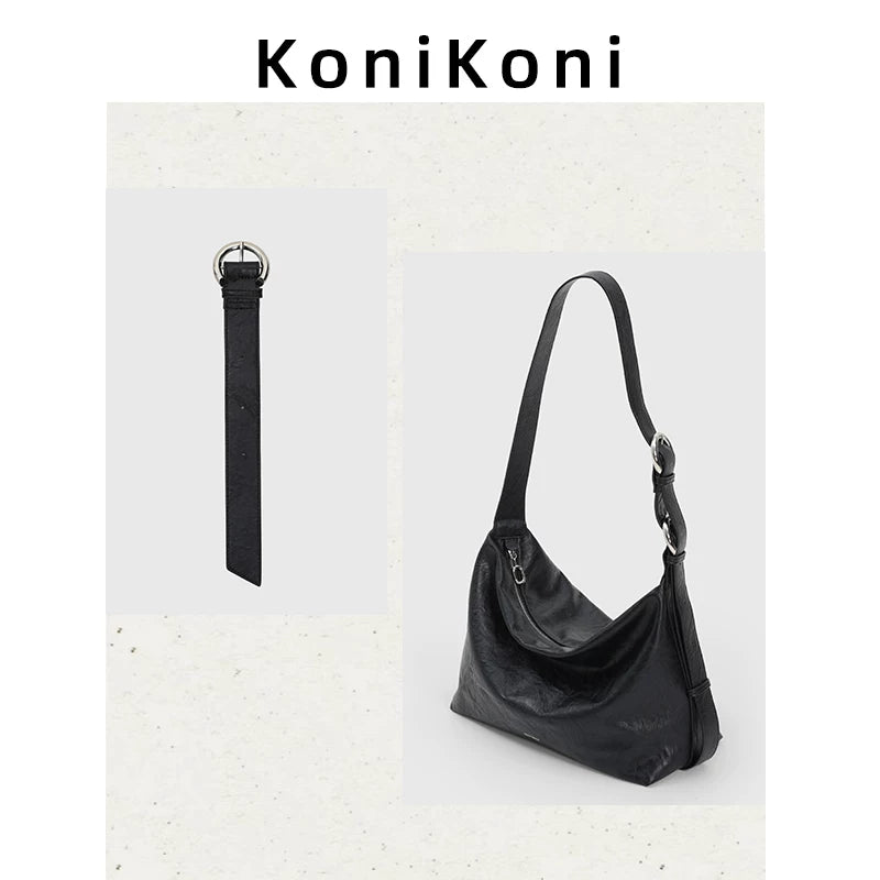 KoniKoni Leather Large Capacity Messenger Bag
