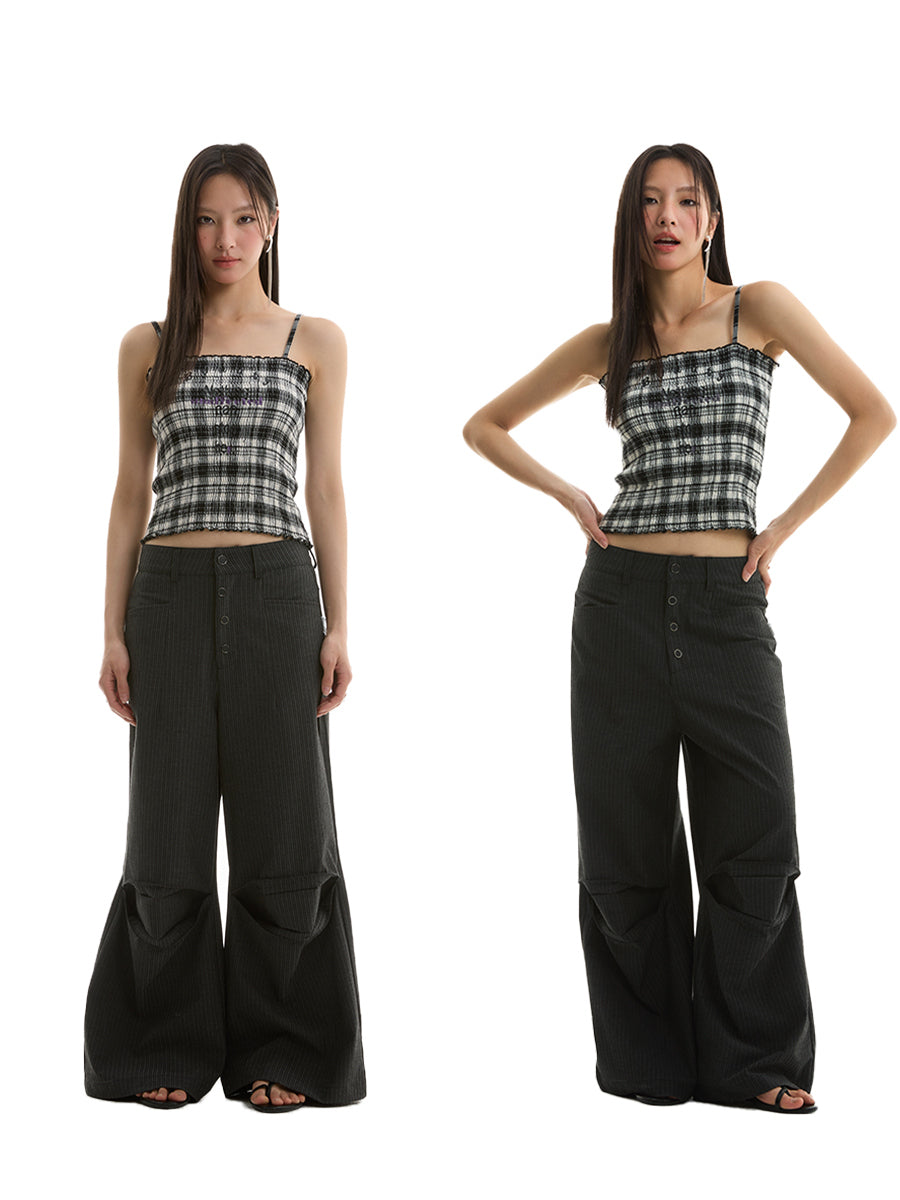FUNKYFUN Pleated Fungus Lace Sling Vest