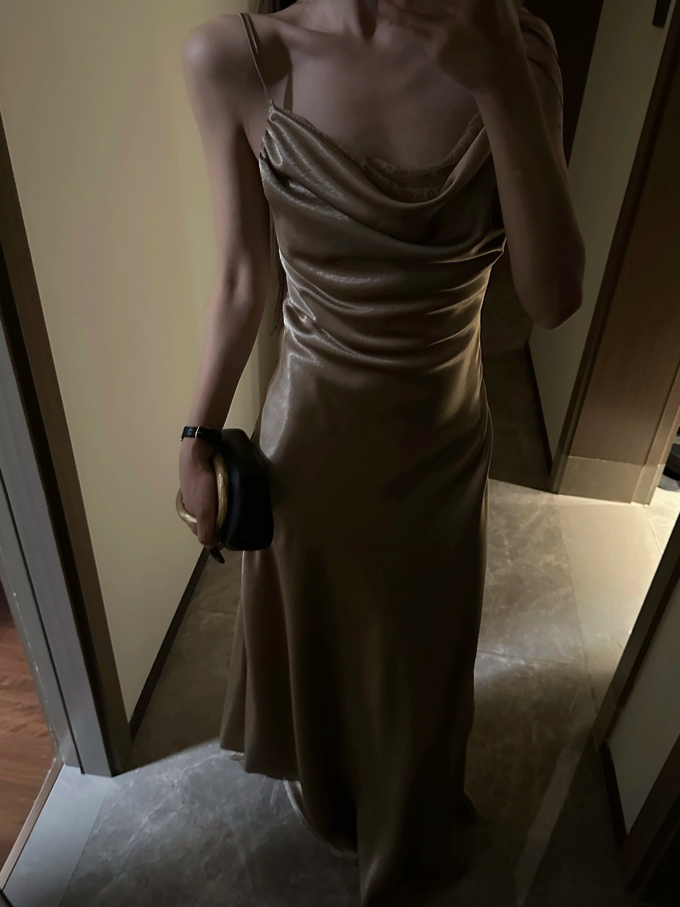 CHUYUQI Temperament High-grade Lace Splicing Waist Suspender Skirt