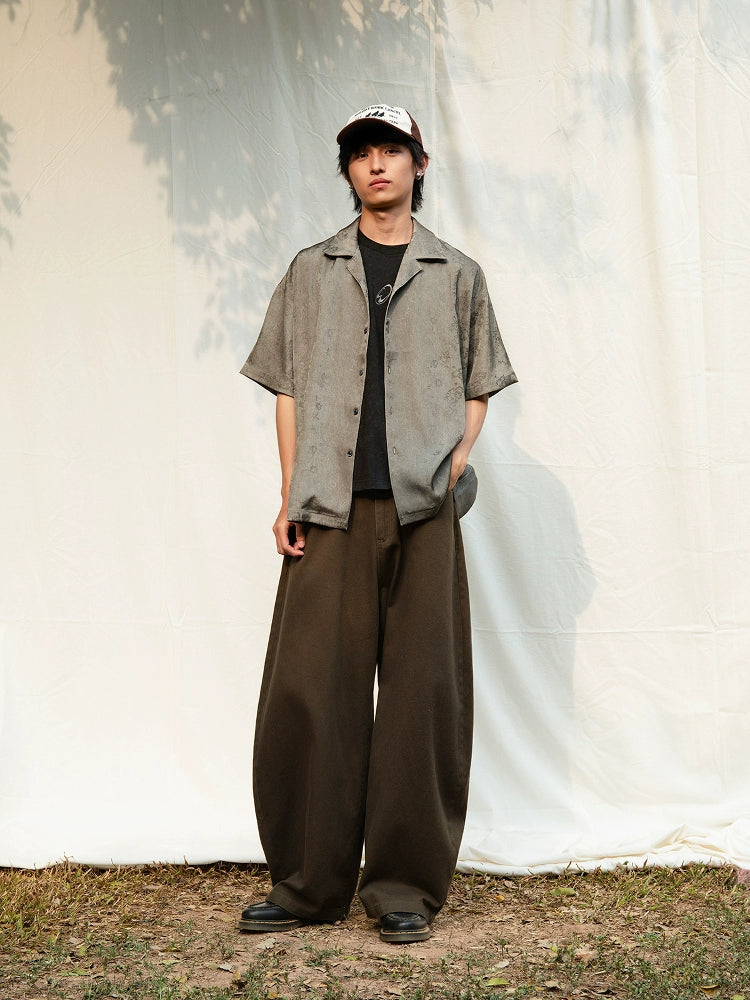 Mentmate Vintage Dark Floral Satin Shirt