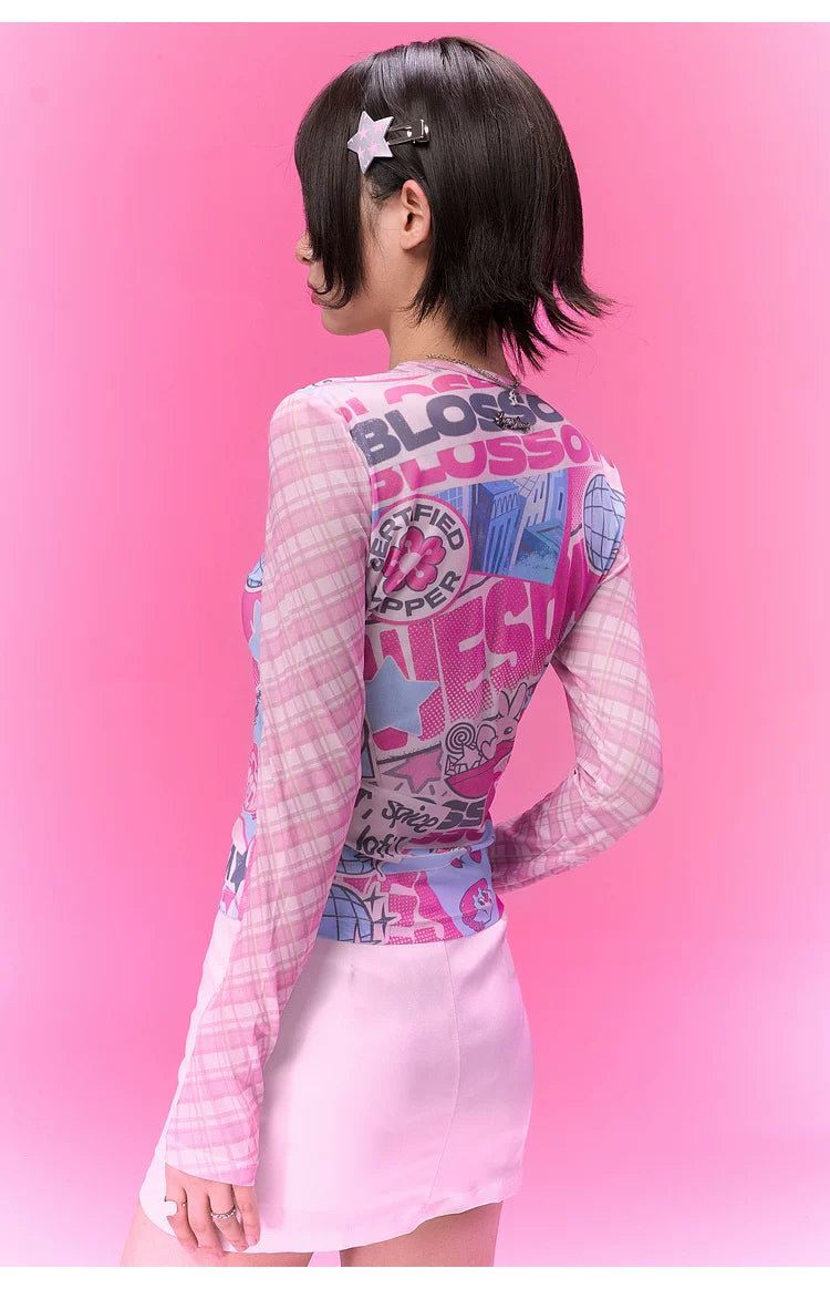 BJHG [Flying Girl Police Joint Name] Sweet and Cool Slim-fit Long Sleeve Blouse