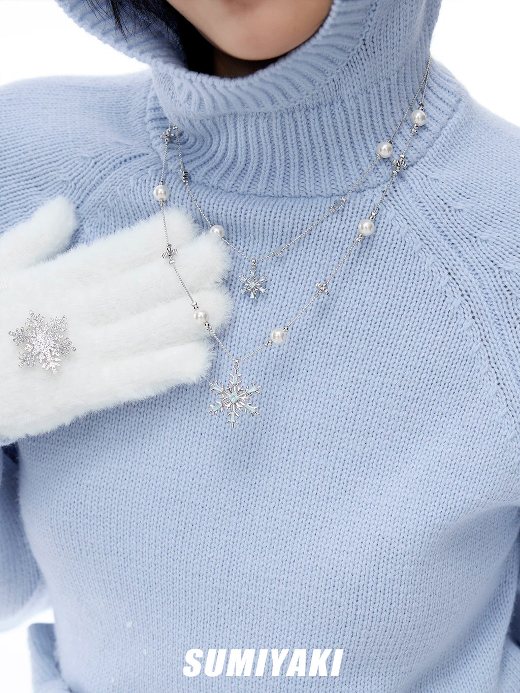 SUMIYAKI Double Snowflake Pearl Necklace