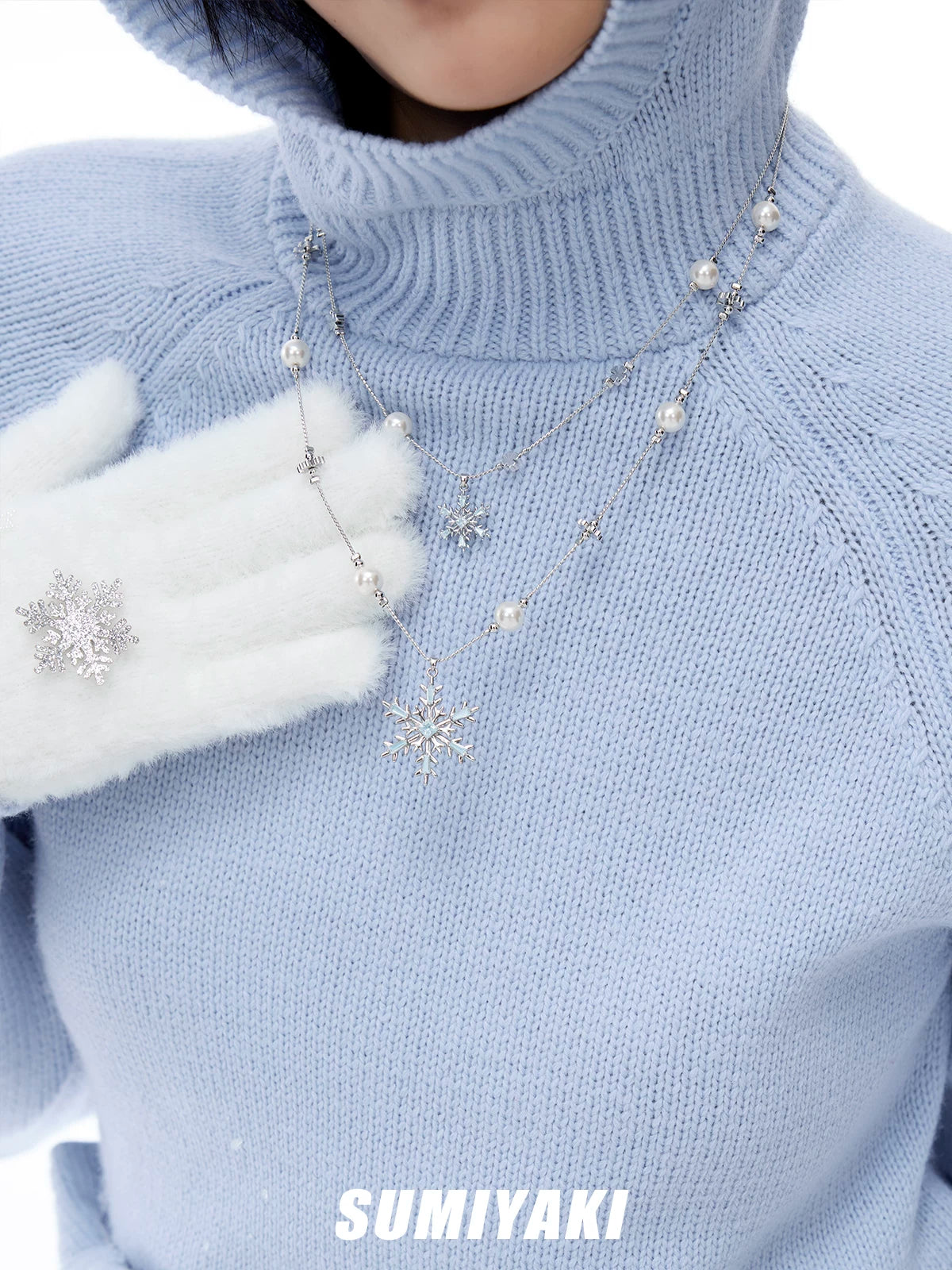 SUMIYAKI Double Snowflake Pearl Necklace