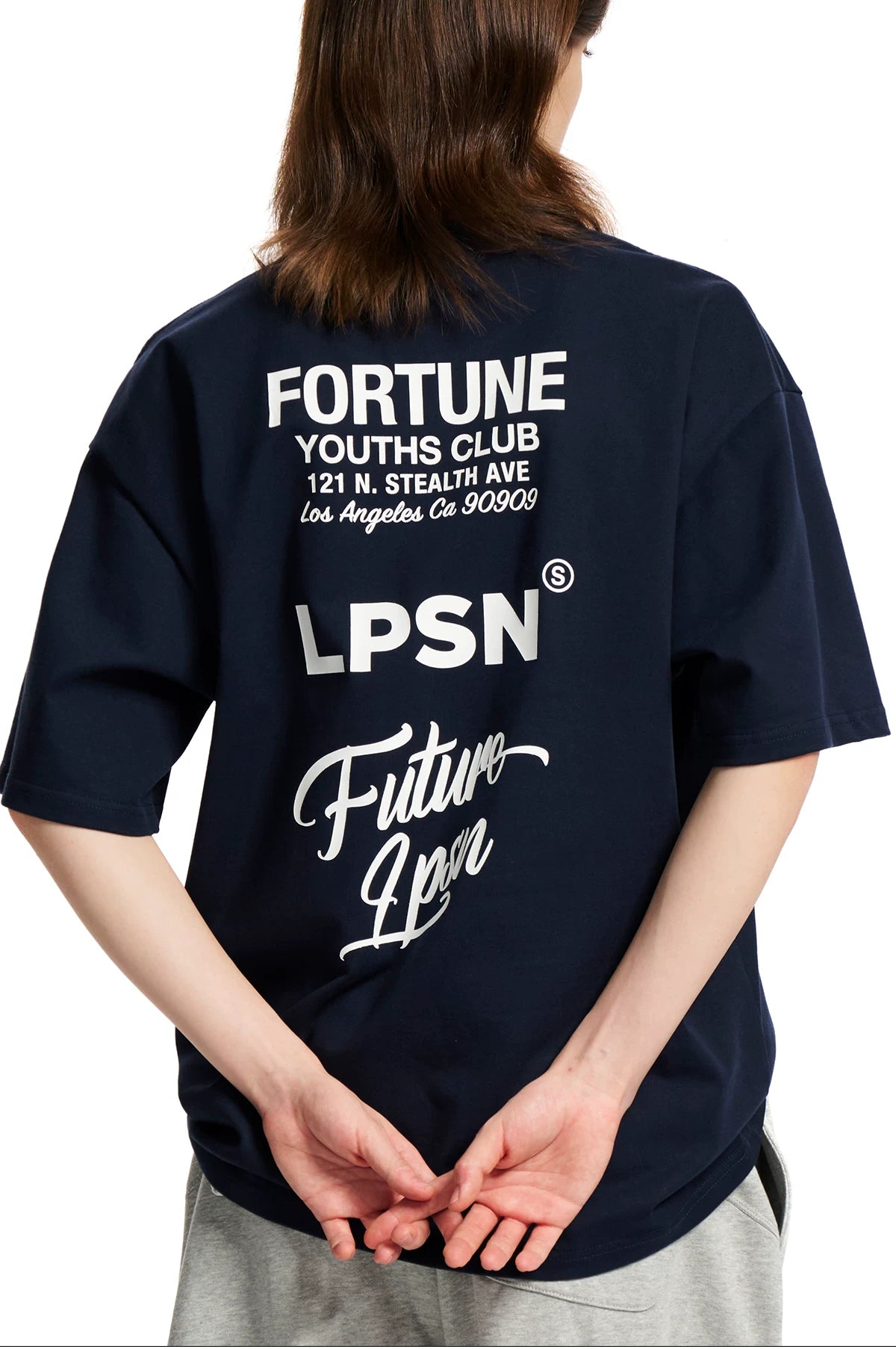 Loopsoon Letters Behind The Large Print Versatile Casual Tee