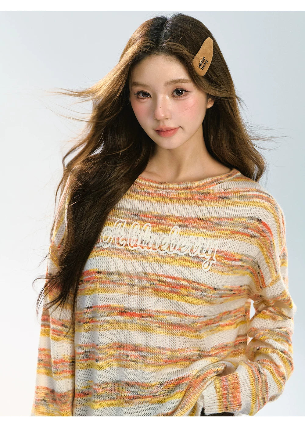 Ablueberry Gradual Change Contrasting Striped Sweater