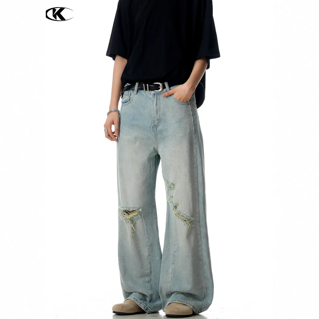 11KN Retro Loose and Thin Wide-leg Casual Jeans