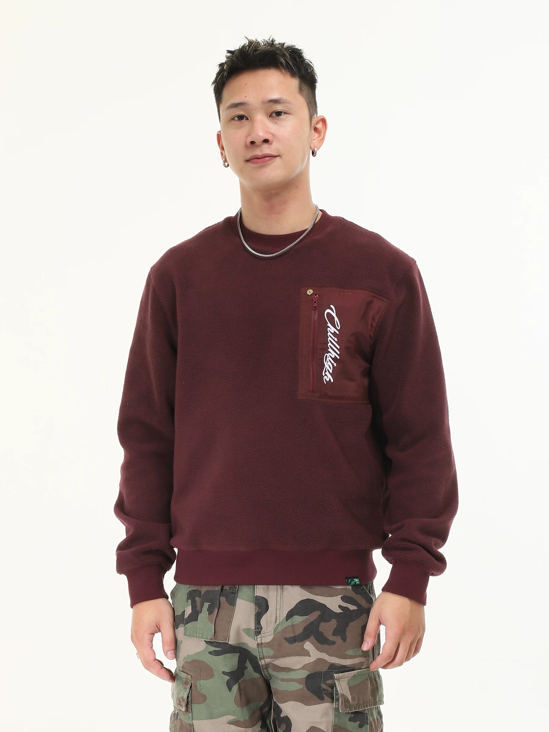 ChillHigh Minimalist Casual Collage Pocket Embroidered Sweater