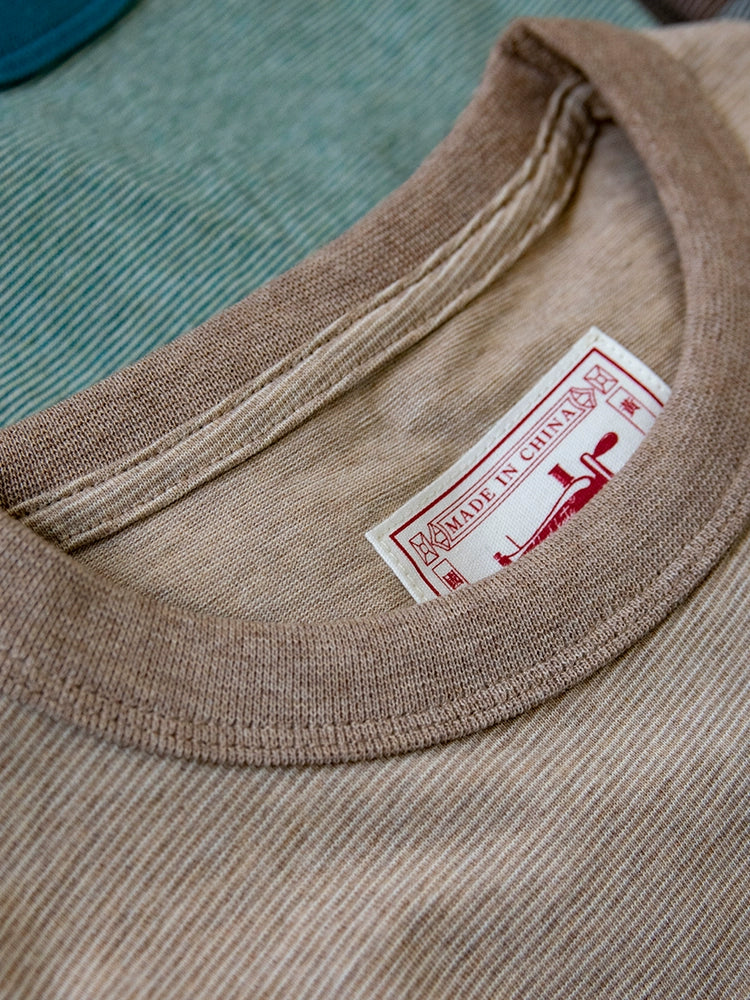 PrintAce Pinstriped Retro Crew Neck Casual Tee