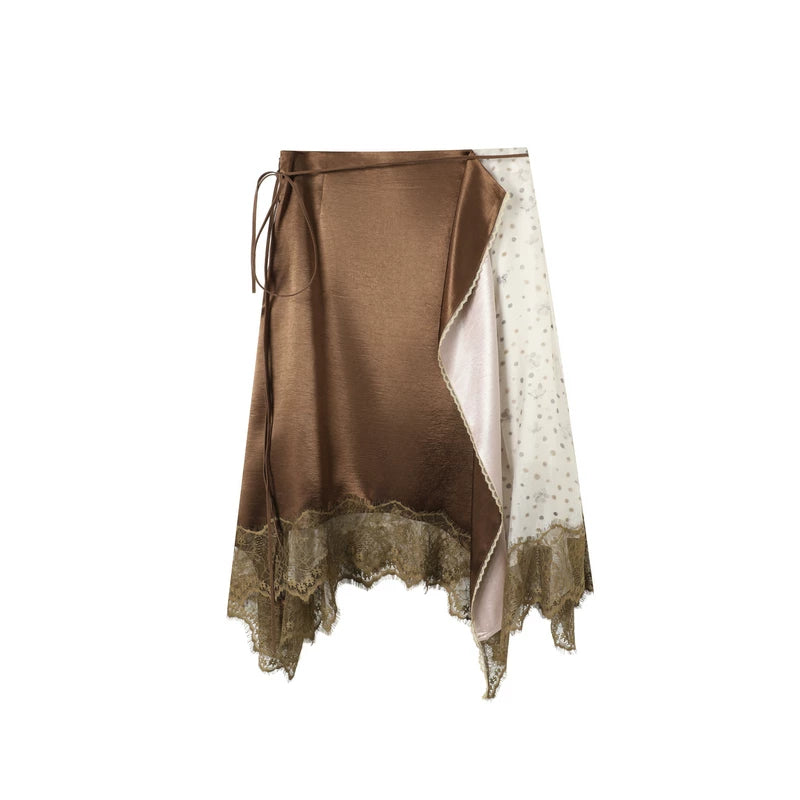 TGNS Stitched Lace Irregular Skirt