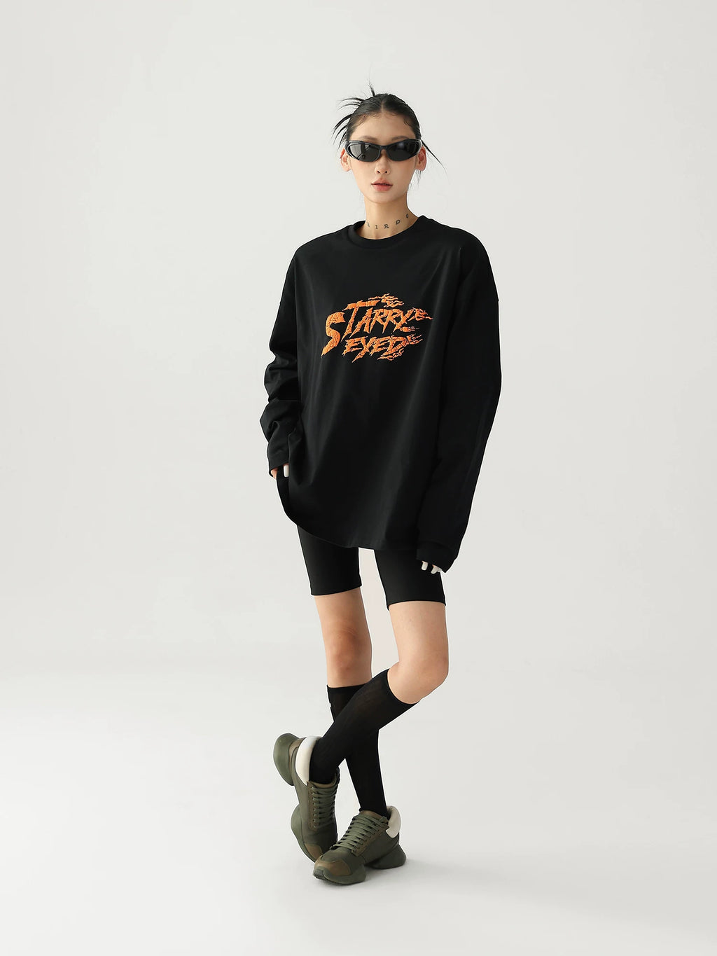 AceStudios Loose Foam Three-dimensional Letter Print Long Sleeve