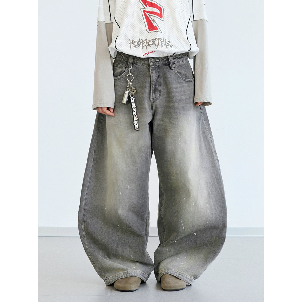 PEOPLESTYLE Vintage Ink-splashed Wide Leg Jeans