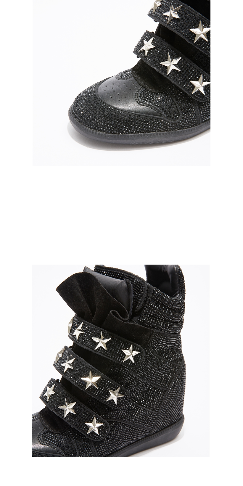 DETW Flash Diamond High-top Thick-soled Heightening Sports and Leisure Shoes