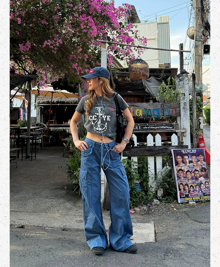 CCYE Multi-pocket Straight-leg Low-rise Overalls