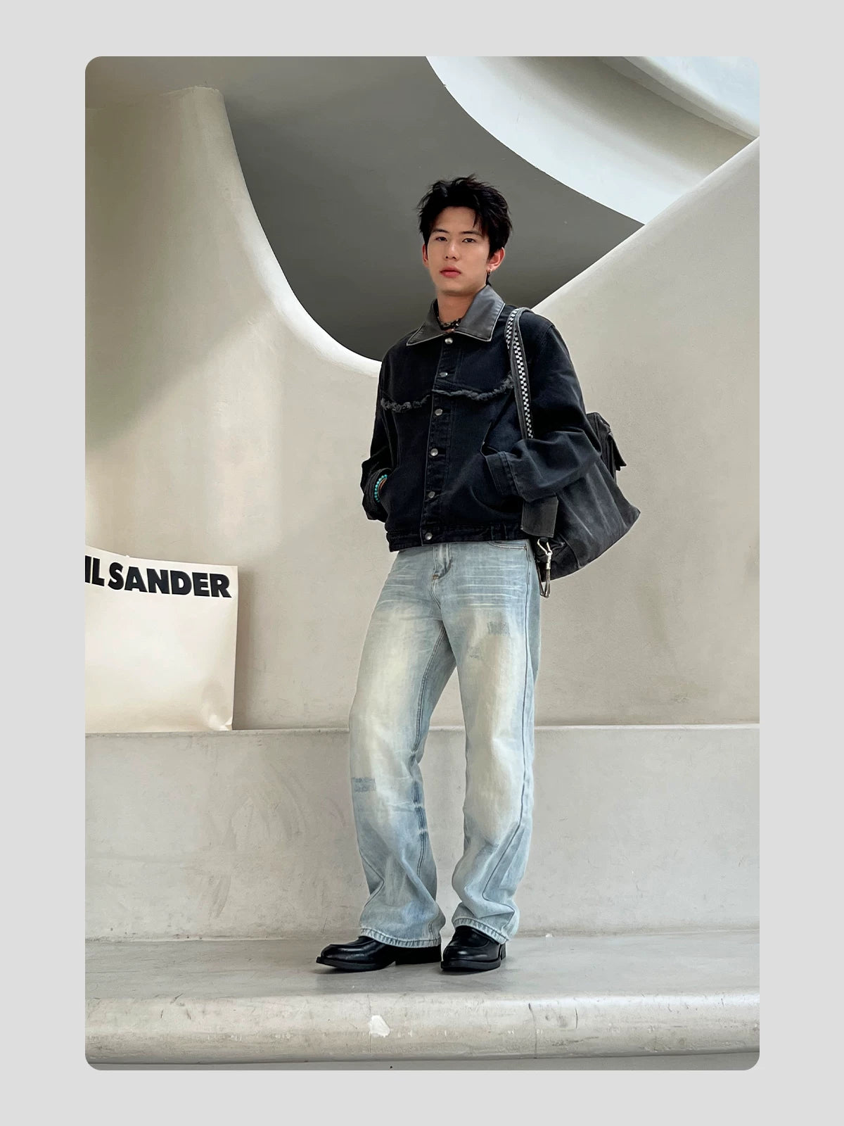 HANQIAORJI Washed Old Horse Leather One-pedal Loafers