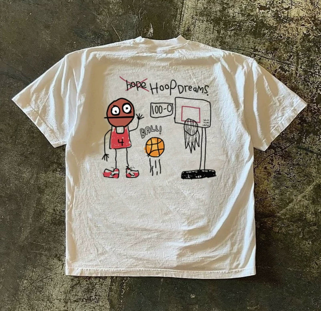 UPUPXIA Basketball Graffiti Print Loose Tee