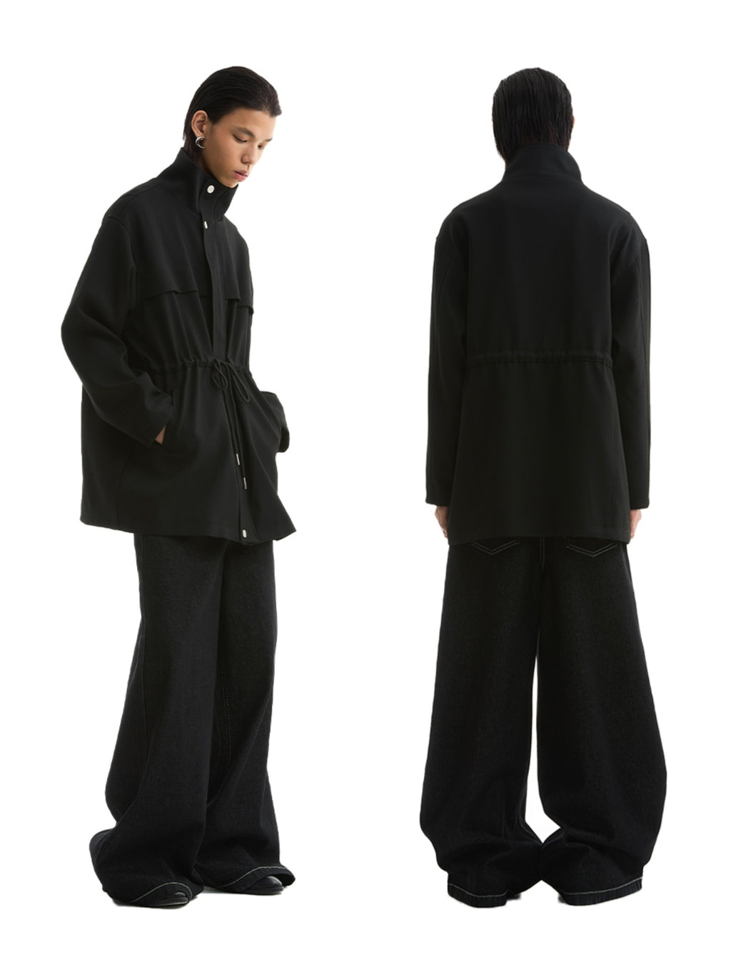 FUNKYFUN Medium and Long Stand-up Collar Suit Jacket