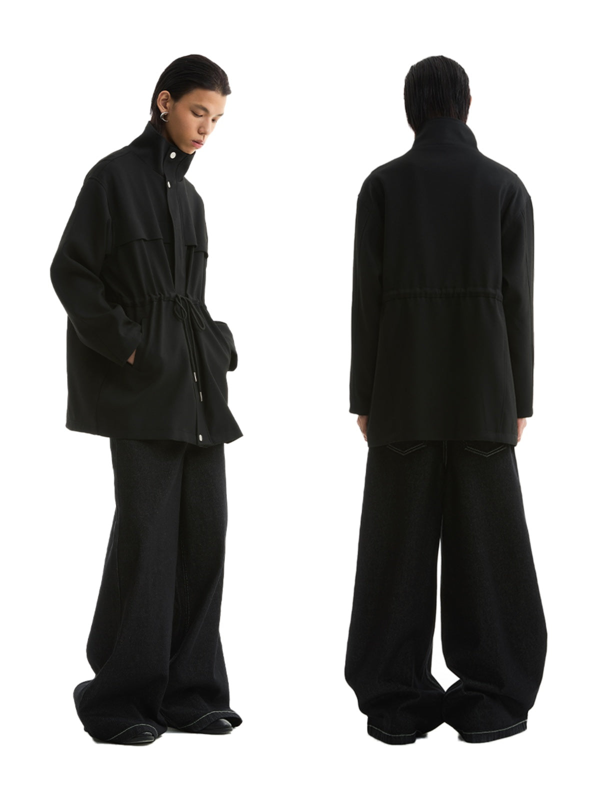 FUNKYFUN Medium and Long Stand-up Collar Suit Jacket