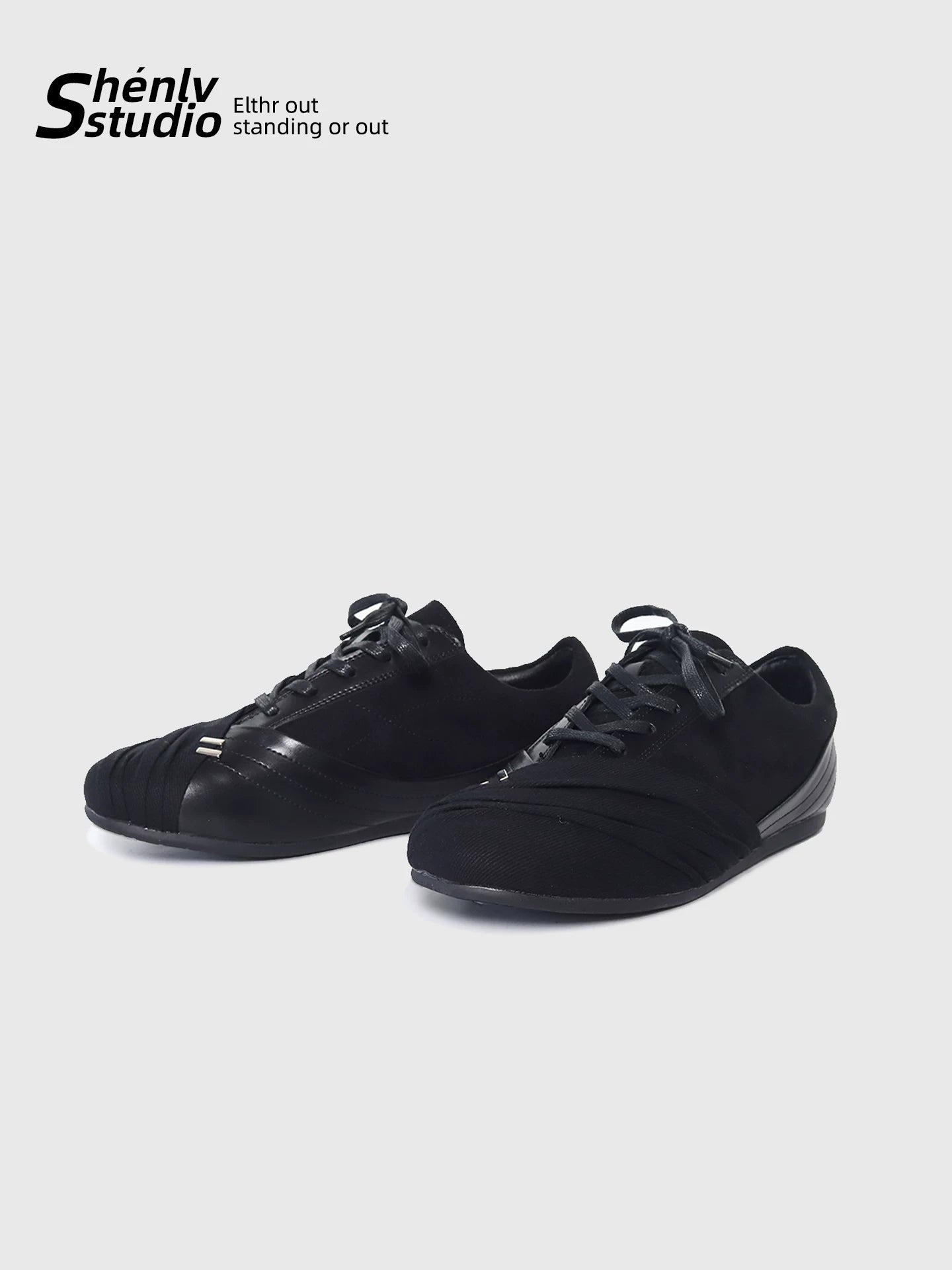 SHENLV STUDIO Handmade Pleated Canvas Splicing Dexun Shoes