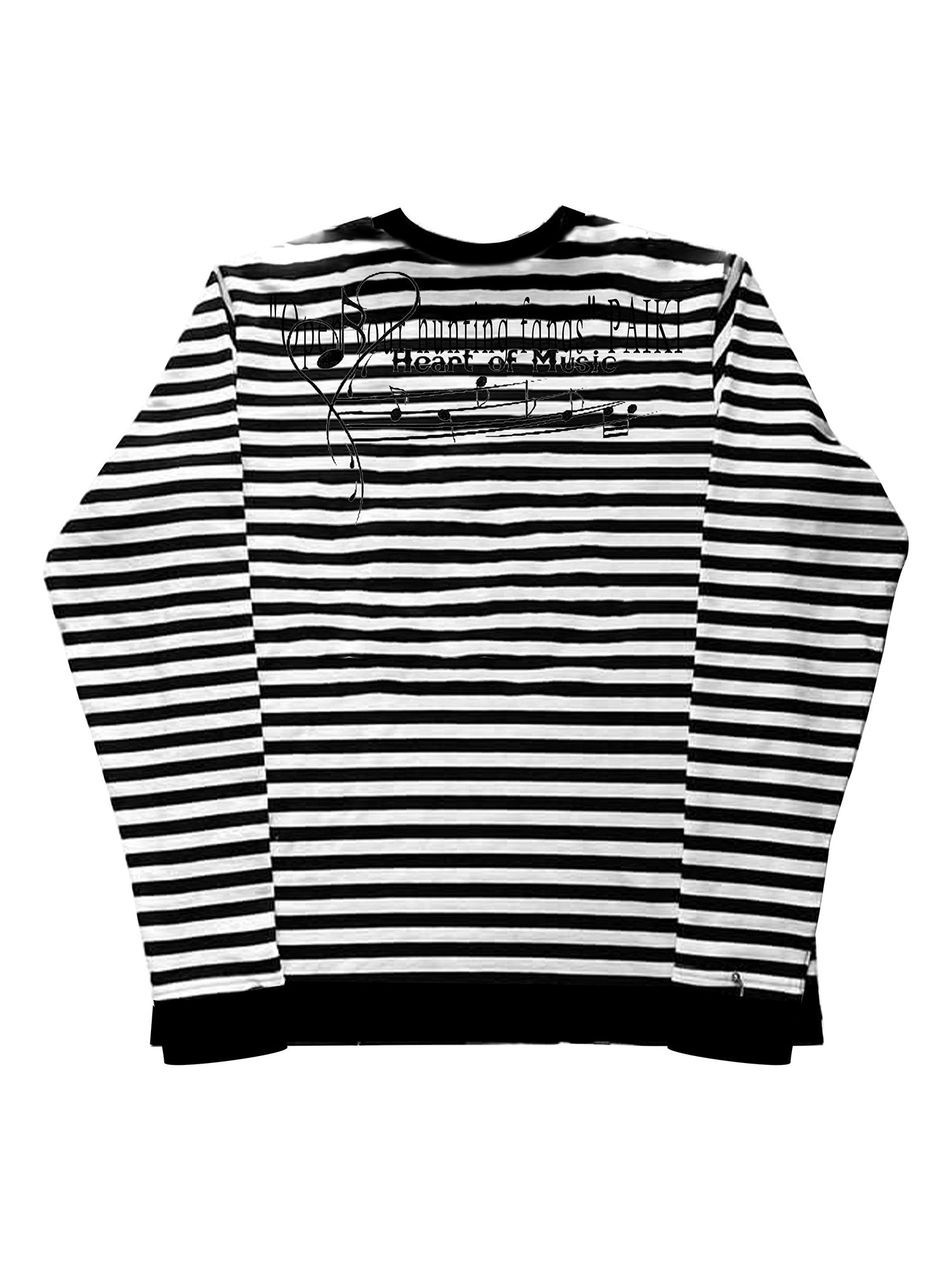 PAIKI "Black and White Striped Portrait Crew Neck Sweater"