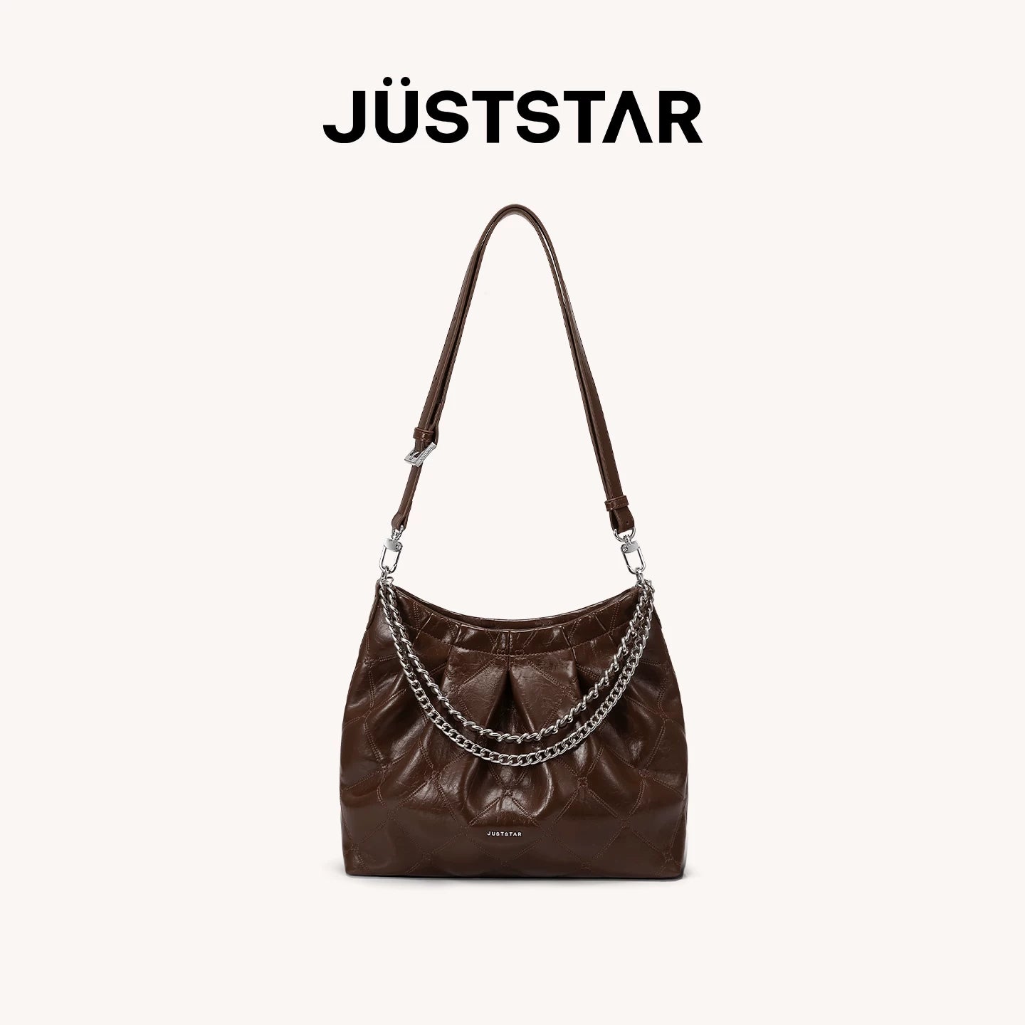 JUST STAR Crossbody Premium Oil Wax Leather Large Capacity Tote Bag