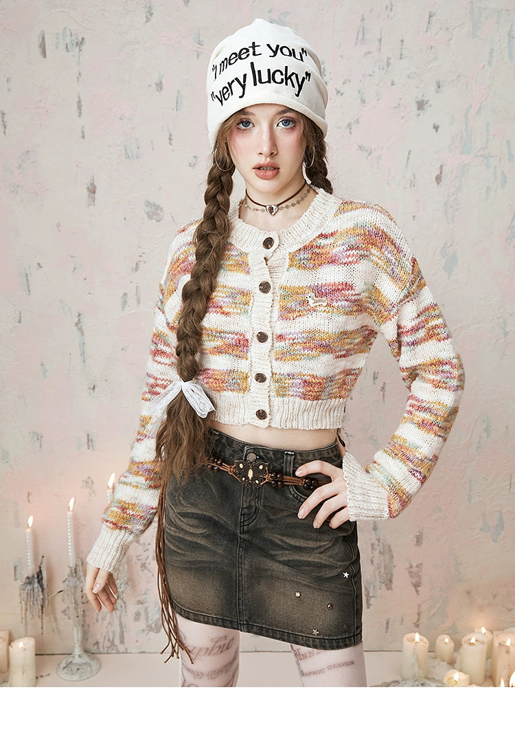 IMONE Striped Thin Soft Waxy Knitted Sweater