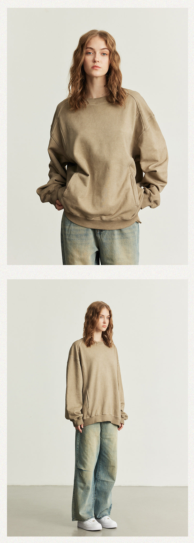 UNF Heavy Cotton Old Pullover Crew Neck Sweater