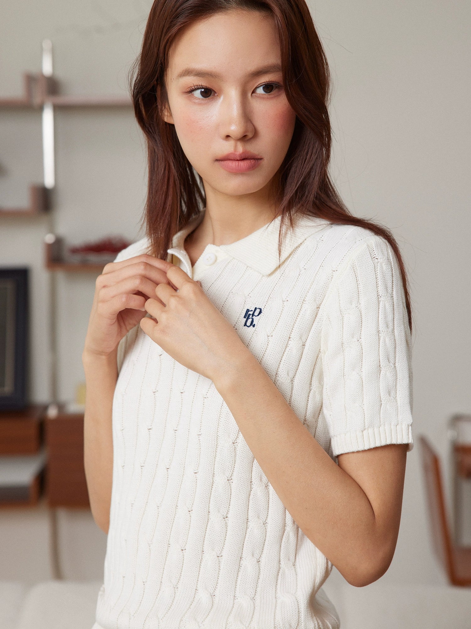 RPB BRAND Versatile Twisted Embroidered Lapel Collar POLO Collar Knitted Short Sleeve