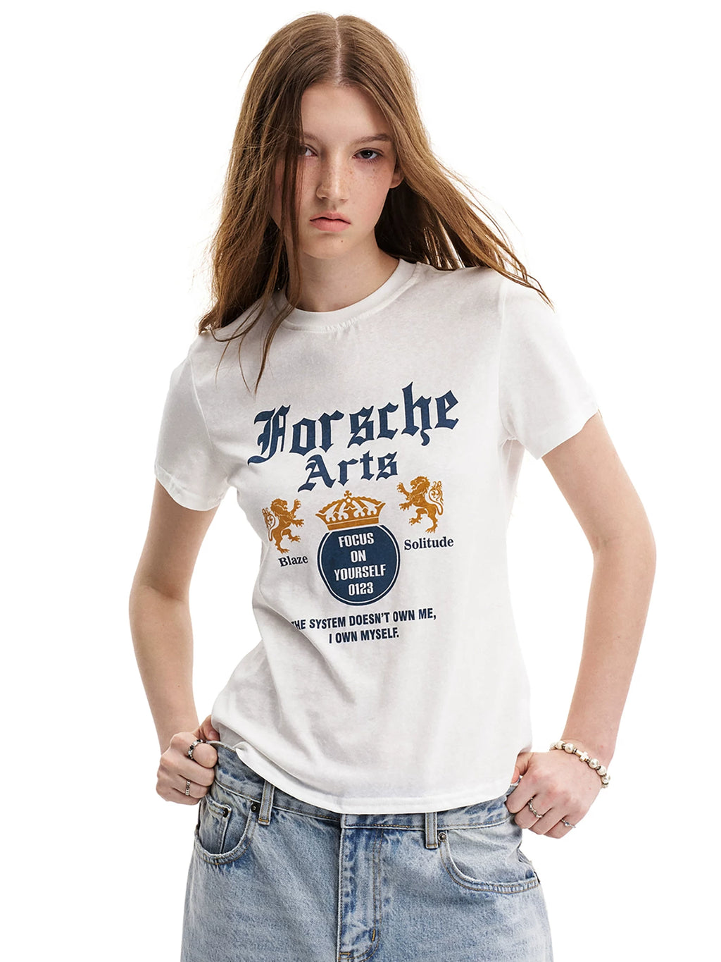 0123Start Retro Slim Round Neck Slim Tee