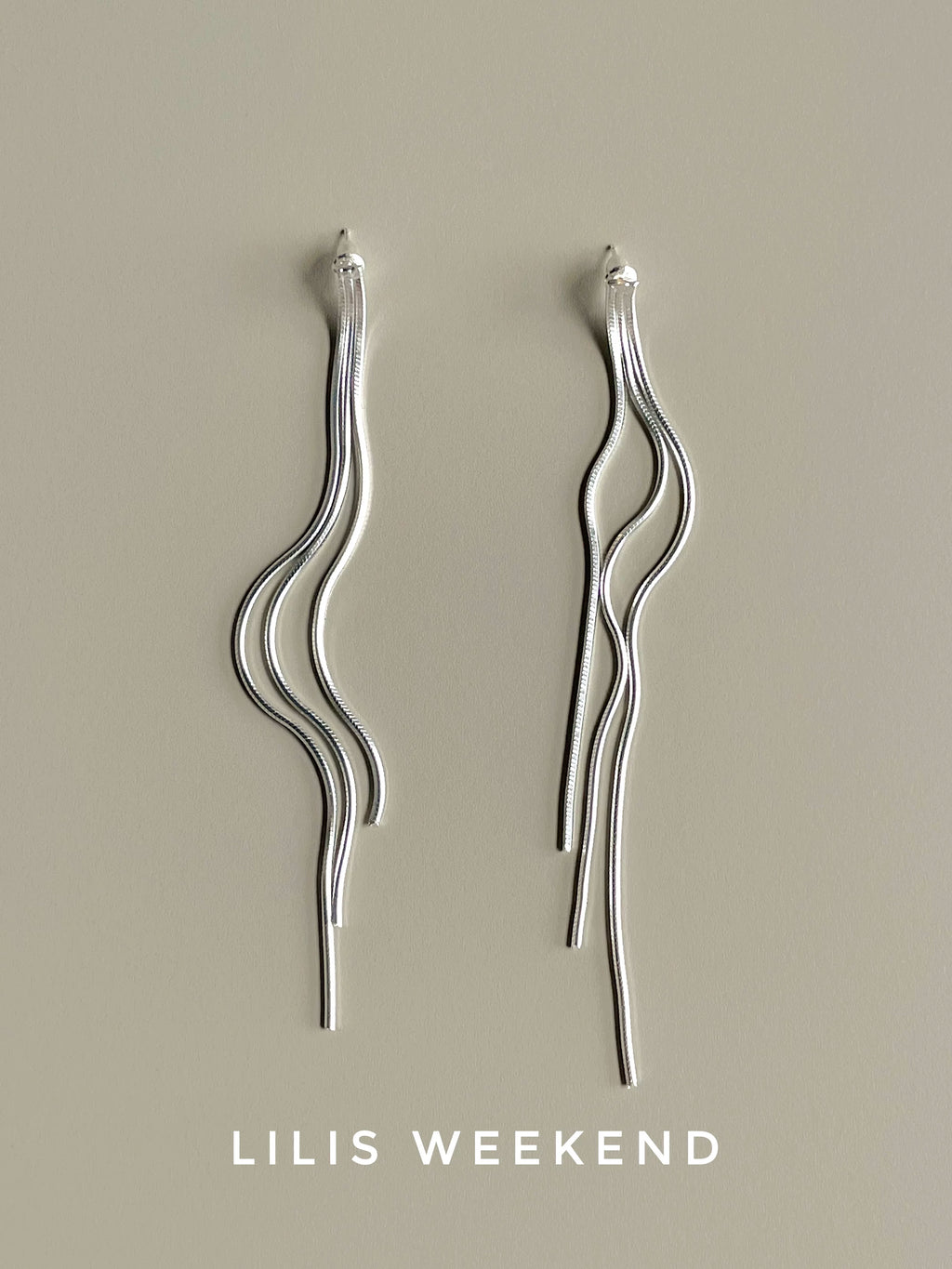 Lilis Week Extra Long Fringed Minimalist Stud Earrings