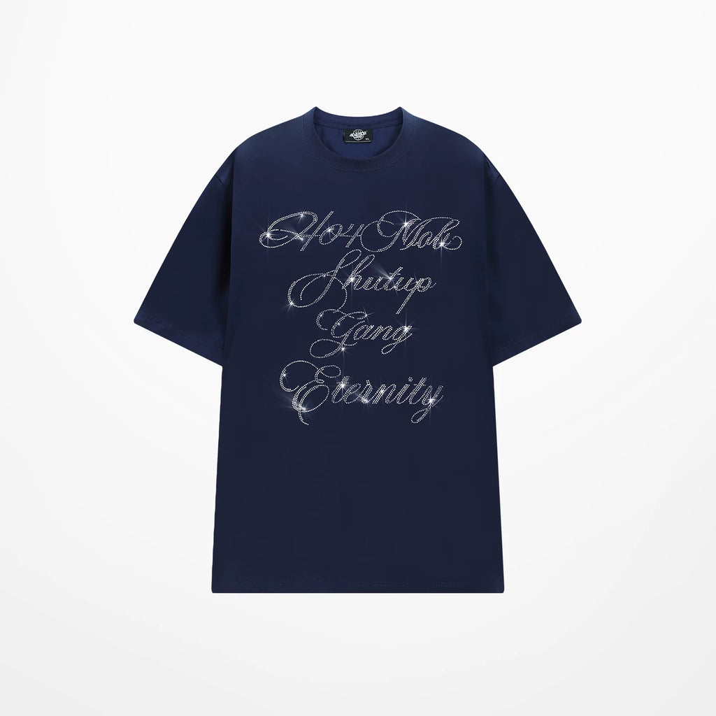 404MOB Alphabet Hot Diamond Loose Casual Tee