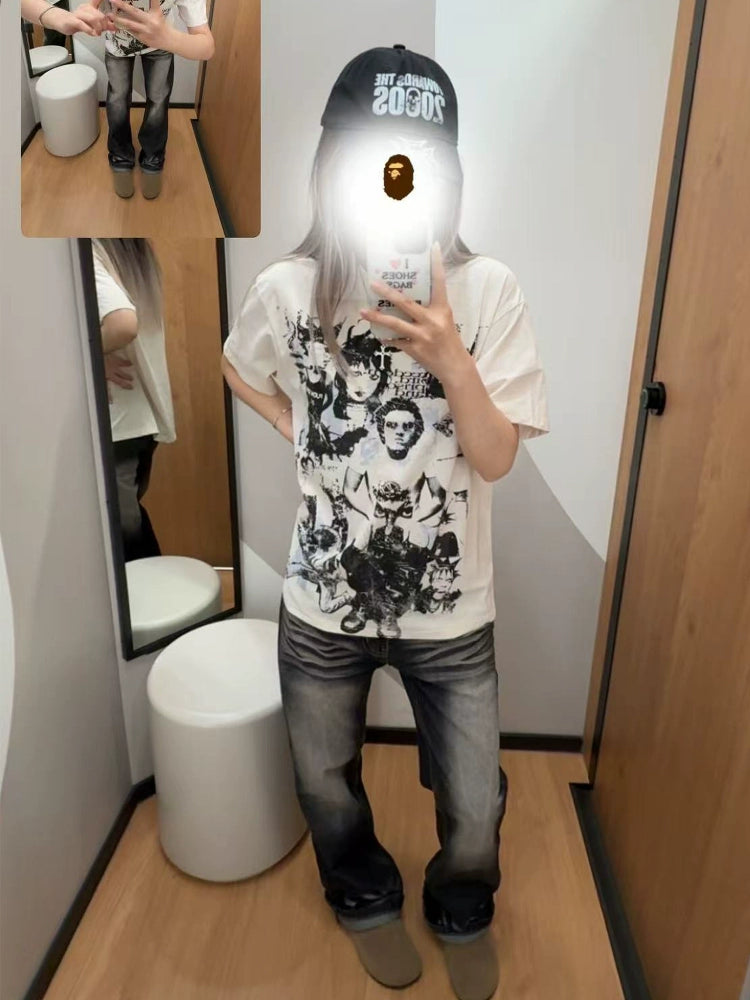 PAIKI Spiritual Portrait Retro Printed Tee
