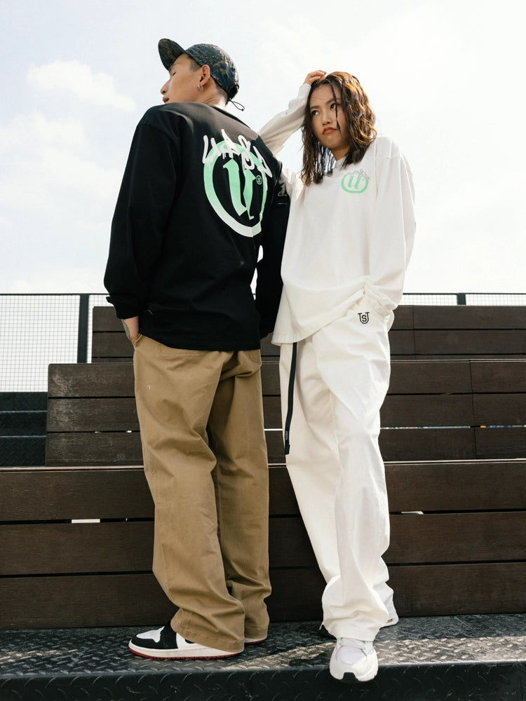 US Adjustable Streamer Pants Loose Straight Overalls