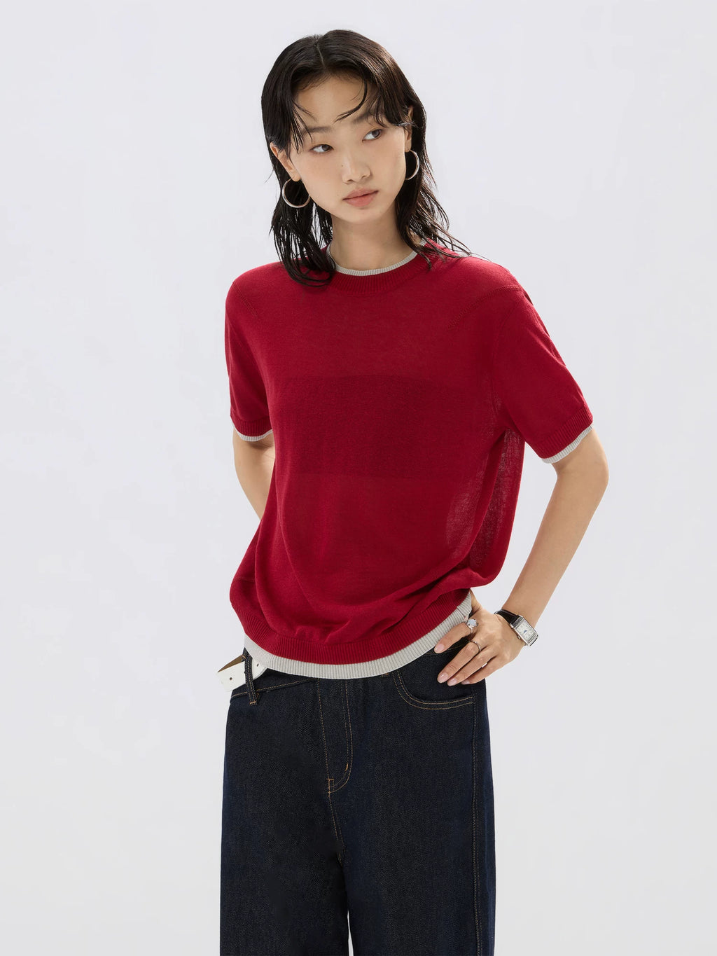 Sameuoo Versatile Casual Knit Tee