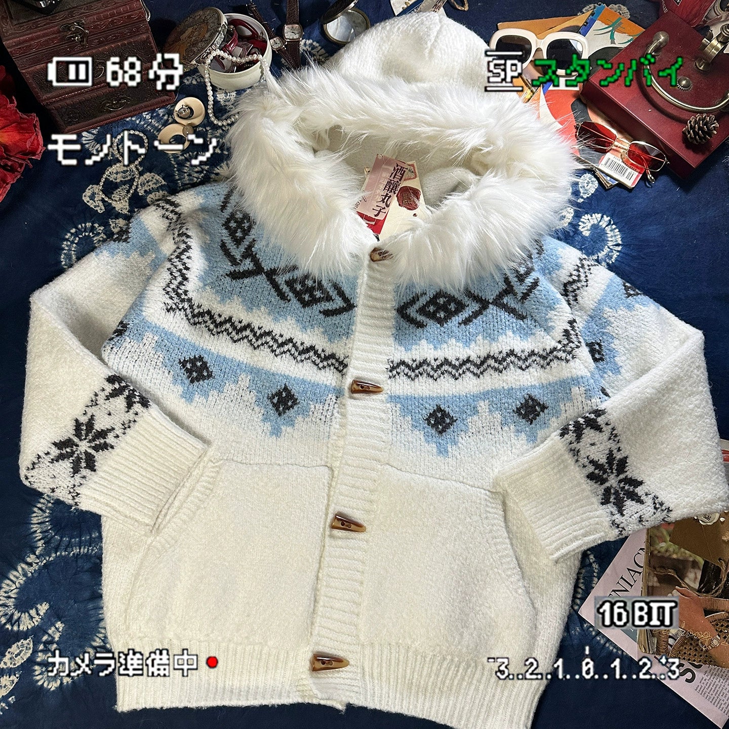 ALOHA Vintage Fur Collar Corner Button Jacket