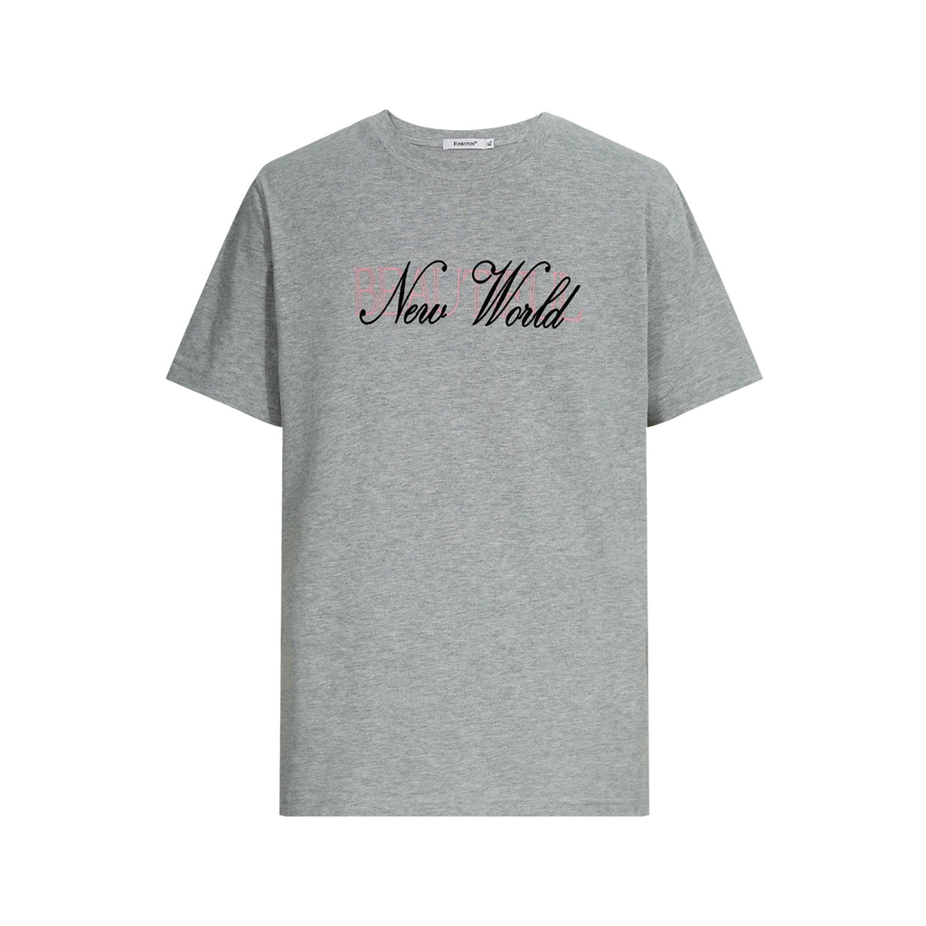FUNKYFUN Flocking Printed Front Shoulder Tee