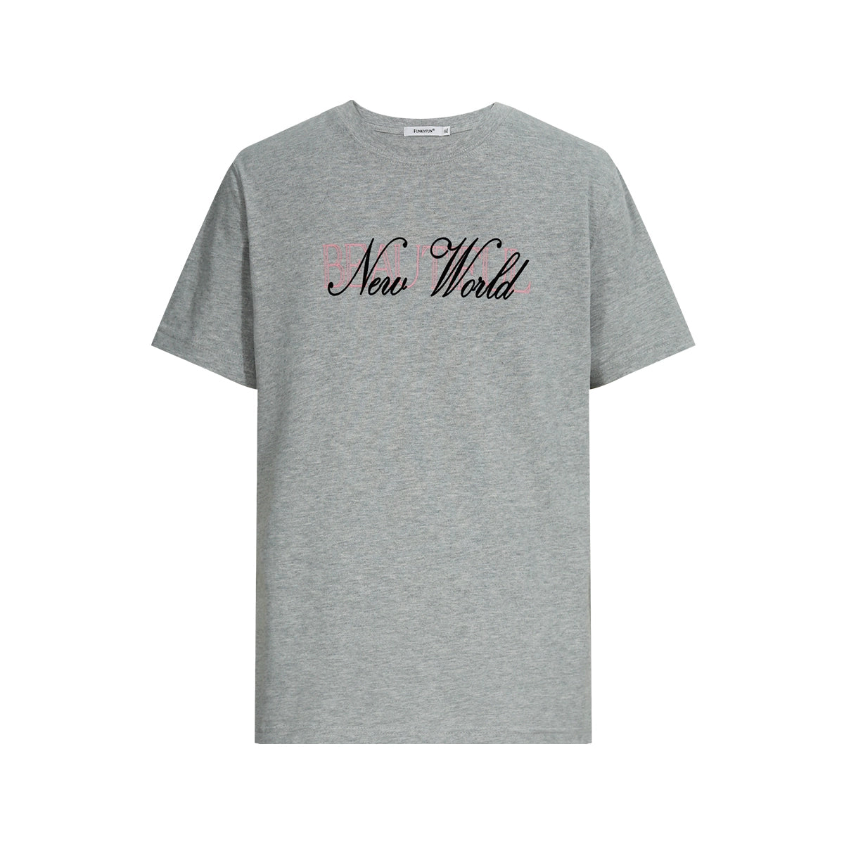 FUNKYFUN Flocking Printed Front Shoulder Tee