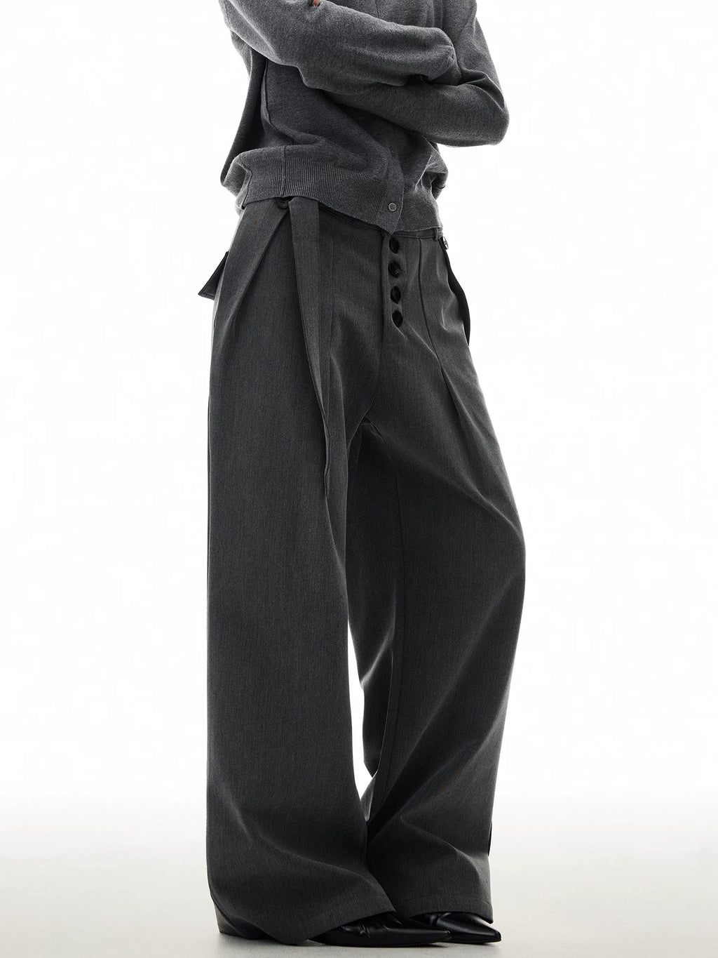 TRUQUEST Retro Drape Loose Straight Trousers
