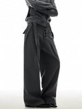 TRUQUEST Retro Drape Loose Straight Trousers