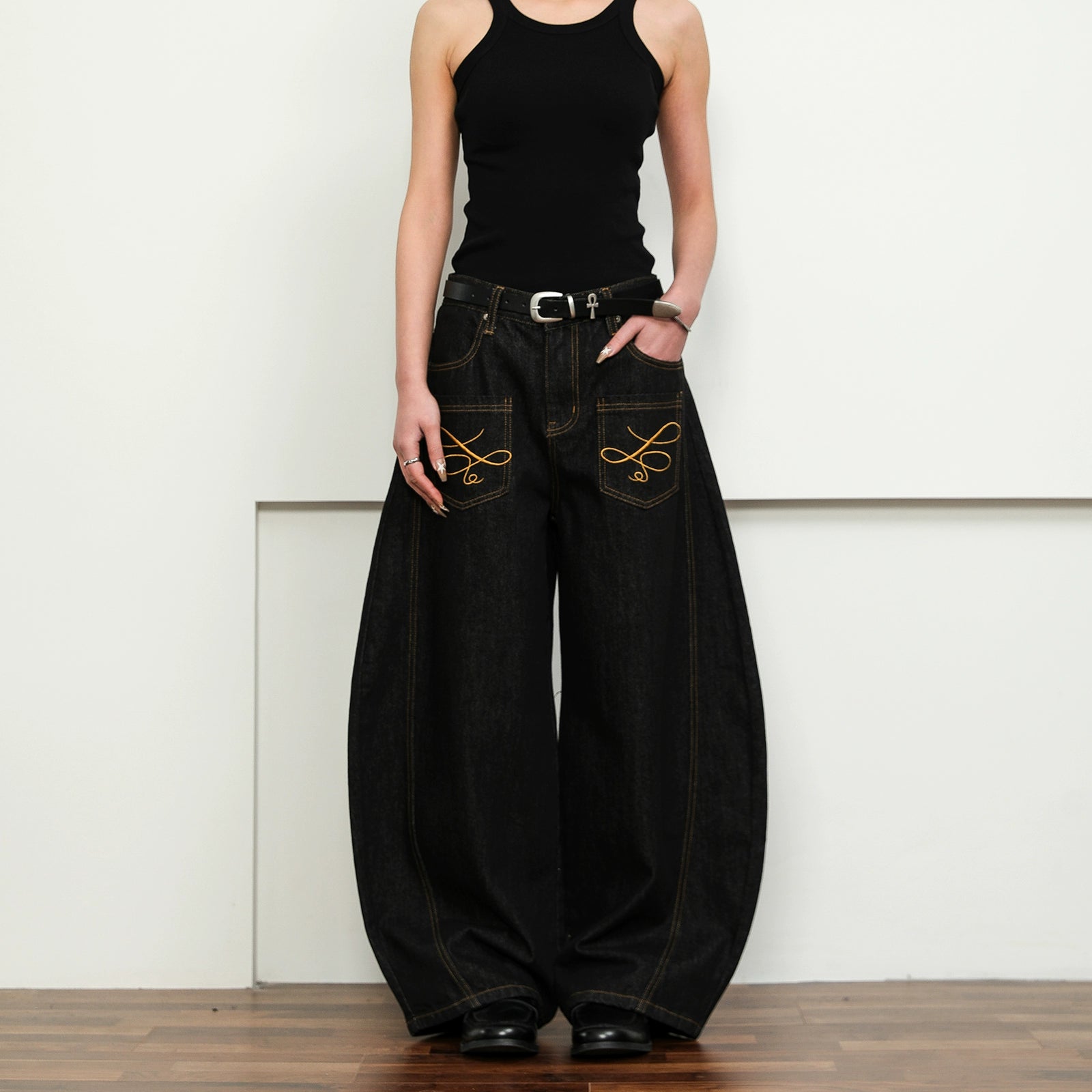 FLYOFF nìche premium sense reverse pocket scimitar JAPANESE RAW DENIM jeans