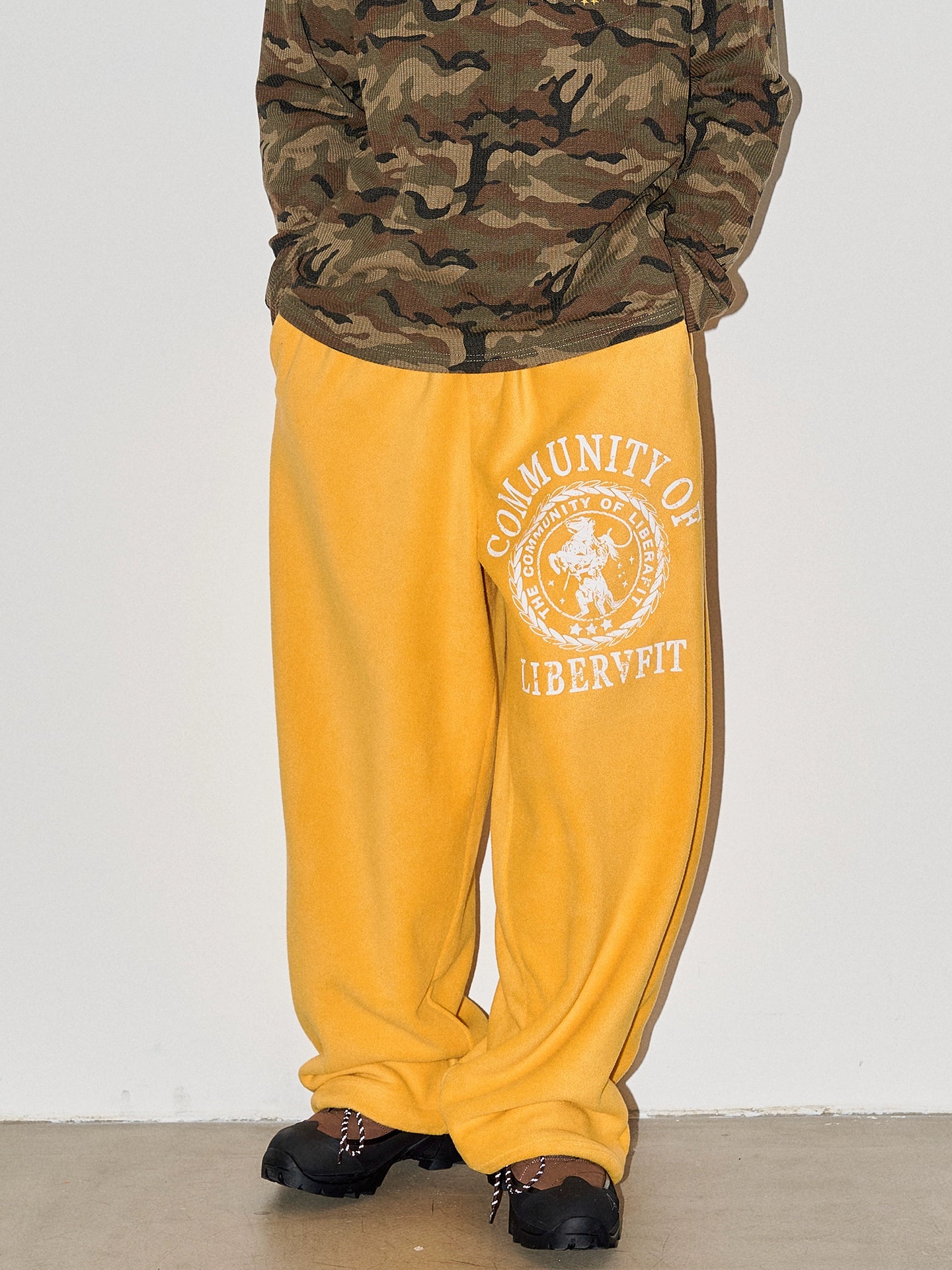LIBERAFIT Hand-painted Badge Fleece Fleece Drawstring Sweatpants