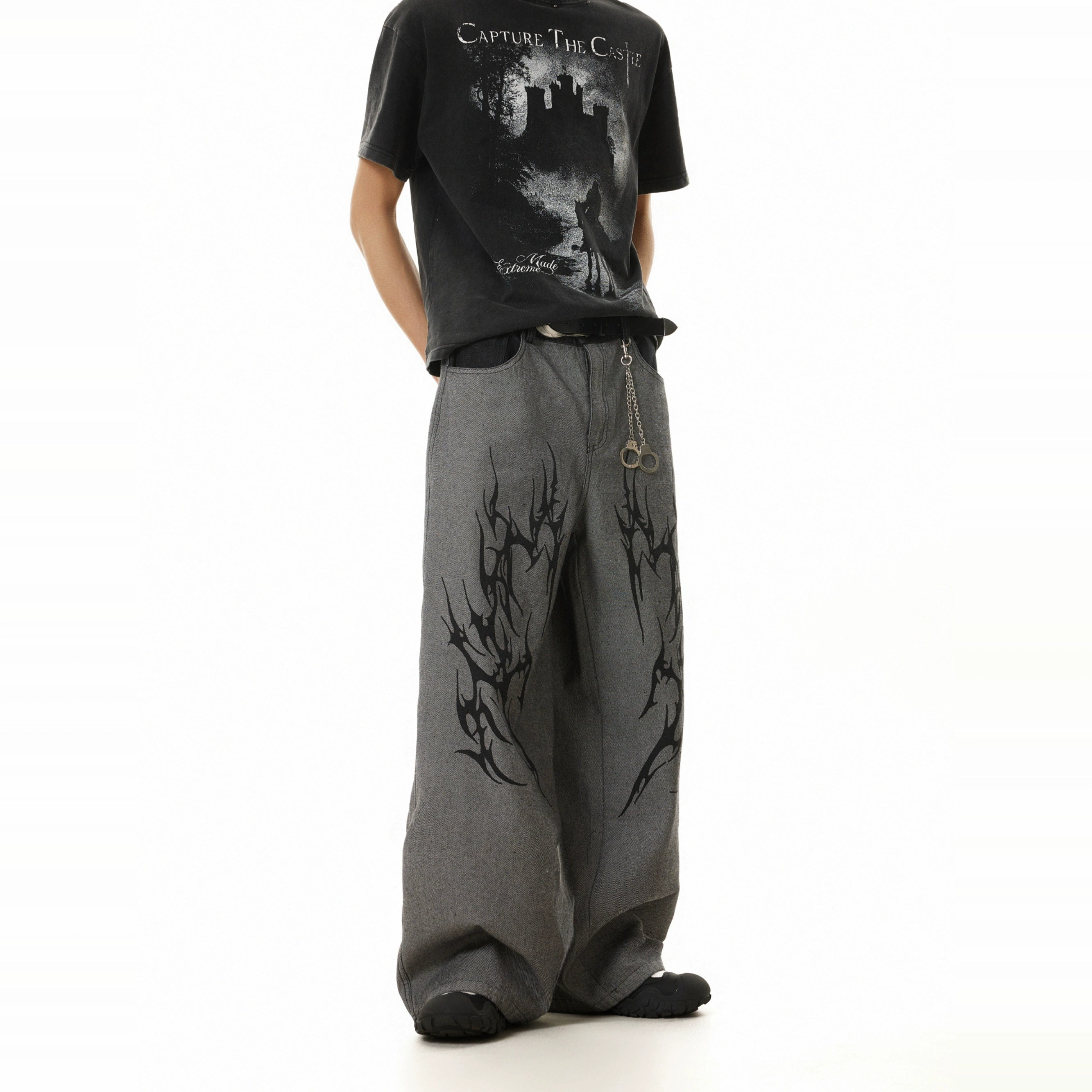 BTSG Thorn Totem Embroidery Stitching Vintage Jeans