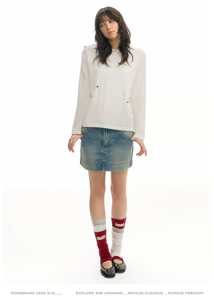 TGNS Diagonal Placket Color Buckle Thin Sunscreen Long Sleeve