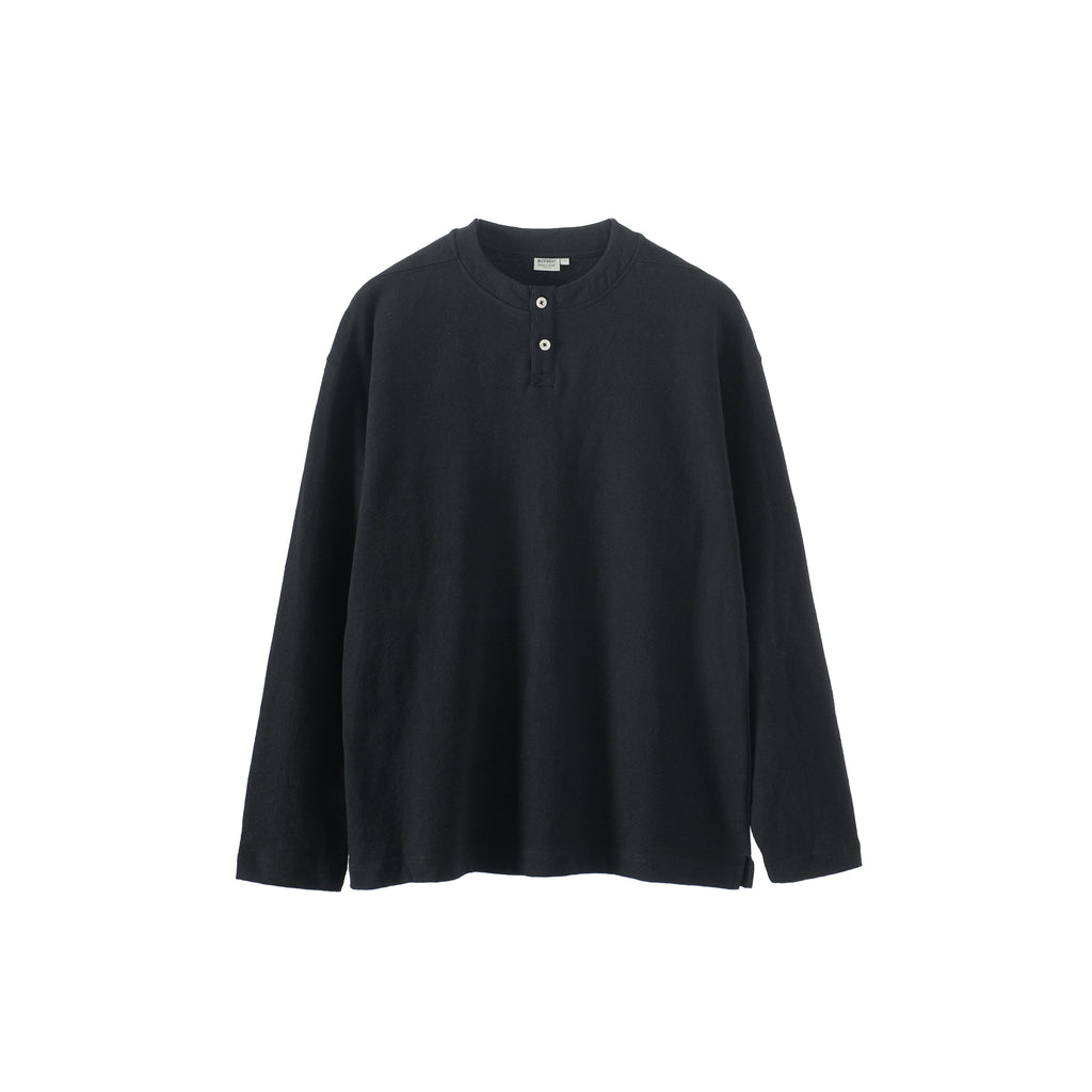 BUTTBILL Henry Collar Simple Casual Vintage Long Sleeve